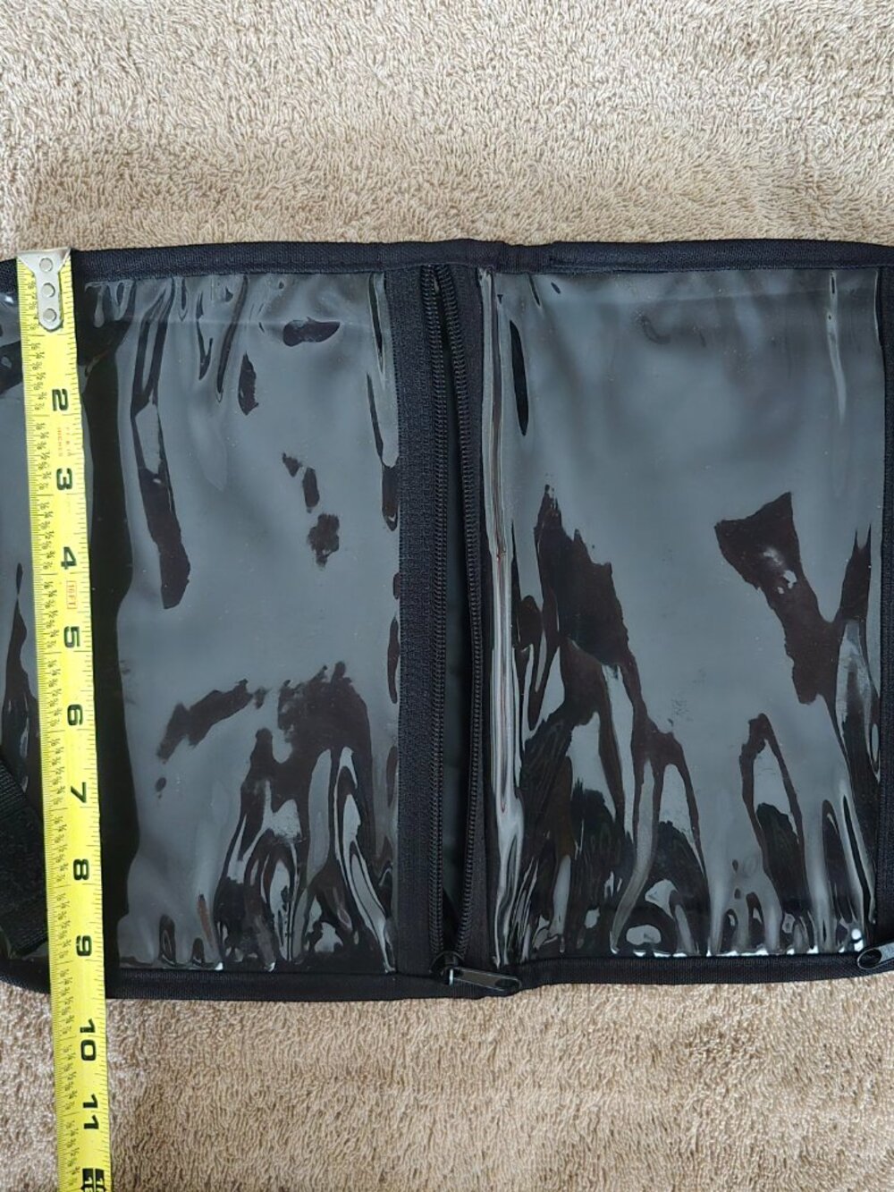 Travel Organizer Pouch with 2 Clear Transparent Zipper Pockets and Closure Strap - Picture 3 of 11